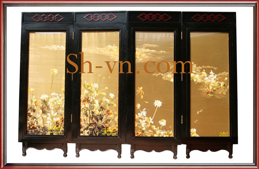 Tranh thêu tay tại TPHCM 'Bộ bình phong hoa hồng 203' Tranh thêu tay tại TPHCM 'Bộ bình phong hoa hồng 203'
