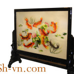 Eight-horses-hand-embroidery-20-Lotus and carp 34-(Double sided)= -SHVN 2234-80x120cm.