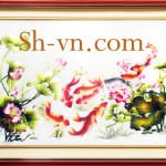 Feng-shui-hand-embroidery 11-Lotus and carp 98= - SHVN 1098- 100cm x 140cm (3)