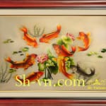 Feng-shui-hand-embroidery-Lotus and carp 81 = -SHVN 1181 - 90 x 145cm.