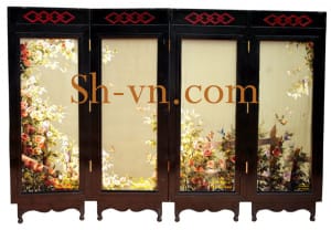 Folding-screen-hand-embroidered-Curtain of rose 88 = - SHVN 2188 - 108 x 128cm