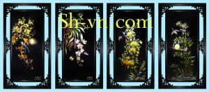 Folding-screen-hand-embroidered-Four season 37 = - SHVN 1137- 50cm x 110cm.