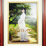 Hand-embroidered-Self-Portrait-The women 's Áo dài 05=- SHVN 1005- 65cm x