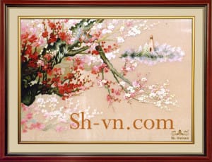 Hand-embroidery-pictures-for-sale-=Cherry-blossom 35= - SHVN 2035 - 80cm x 120cm (2)