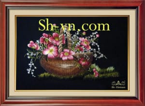 Hand-embroidery-vietnam-Pansy 69=- SHVN 1069 - 60cm x 80cm. (2)
