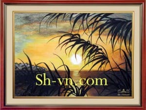 Landscapes-hand-embroidery-The dawn of sea 27=- SHVN 2127 - 40cm x 60cm. (2)