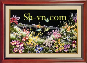Peony-hand-embroidery-Orchid and butterfly 34=- SHVN 1134 - 90cm x 130cm. (2)