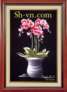 Peony-hand-embroidery-Orchids (72)= - SHVN 1072 - 60cm x 90cm. (2)