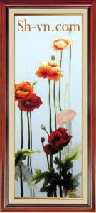 Silk-hand-embroidery-Poppies 39=- SHVN 1039 - 40cm x 90cm. (2)