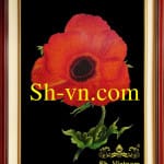 Silk-hand-embroidery-Poppy (85)=- SHVN 1185- 50 x 70cm.