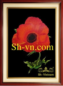 Silk-hand-embroidery-Poppy (85)=- SHVN 1185- 50 x 70cm.