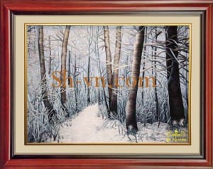Silk-hand-embroidery-Winter Landscape 40=- SHVN 2140 - 60cm x 80cm (2)