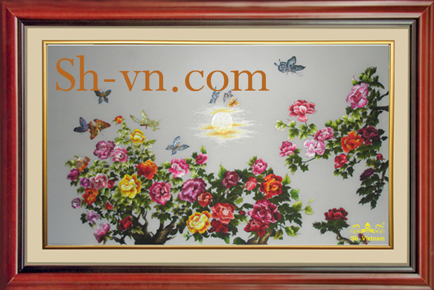 Tranh thêu hoa Mẫu Đơn 'Vũ khúc mùa xuân (1093)'