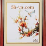 Tranh-theu-tay-hoa-dao-Đánh thức mua xuân 1 -SHVN 1042 - 50cm x 70cm. (2)