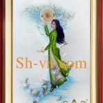 ベトナム刺繍絵＝ベトナムのアオザイ＝-SHVN 1183 - 45 x 60cm.