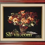 ホーチミン 刺繍絵=ポピーひまわりの花 66=SHVN 1066 - 60cm x 80cm (2)