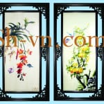 両面絹の刺繍両面絹の刺繍＝くき、ラン、竹笛、梅の四季 38＝SHVN 1138 - 50cm x 110cm.