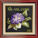 両面絹の刺繍＝アジサイの花 42＝ SHVN 1142- 40cm x 45cm. (2)