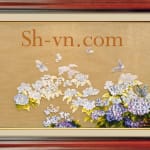 両面絹の刺繍＝アジサイの花 44＝SHVN 1144 - 50cm x 70cm. (2)