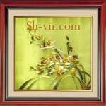 両面絹の刺繍＝ランの花03＝SHVN 2203 - 50cm x 50cm. (2)