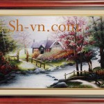 刺繍絵 ベトナム＝幸せの家48＝SHVN 2148 - 60cm x 75cm