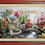 刺繍絵 ベトナム＝幸せの家51＝SHVN 2151 - 60cm x 75cm