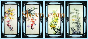 屏風手工刺綉=梅兰竹菊 38＝SHVN 1138 - 50cm x 110cm.