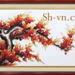 桜の刺繍＝桃の花37＝SHVN 2037- 70cm x 90cm