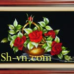 牡丹花刺绣=玫瑰花 78=SHVN 1078 - 85cm x 100cm