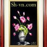 蓮の花の刺繍絵＝蓮の花48＝SHVN 1048 - 50cm x 75cm (2)