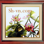 蓮の花の刺繍絵＝蓮の花51＝SHVN 1051 - 60cm x 75cm (2)
