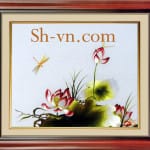 蓮の花の刺繍絵＝蓮の花57＝SHVN 1057 - 50cm x 70cm. (2)