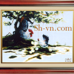 Birds-hand-embroidery=Happy-chicken 14-SHVN 2014- 50cm x 70cm (2)