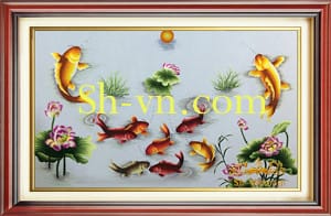 Feng-shui-hand-embroidery-Lotus and carp 24-SHVN-2524-100x140cm