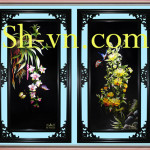 Folding-Screen-hand-Embroidery- Set Plum tree and the bamboo 37 = - SHVN 1137- 50cm x 110cm. (2)