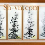Folding-Screen-hand-Embroidery- Set Plum tree and the bamboo 41=- SHVN 1141 - 50cm x 110cm. (2)