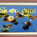 Koi-fish-hand-embroidery=Happy koi fish 68-SHVN-2368-80x100cm
