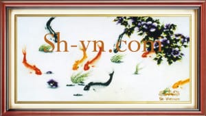 Koi-fish-hand-embroidery=Happy koi fish 69-SHVN-2369-80x100cm