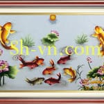 Lotus-carp-hand-embroidery=Lotus and carp (24)-SHVN-2524-100x140cm
