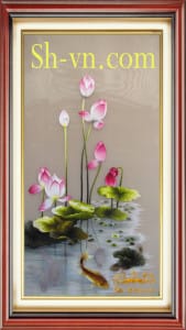 Lotus-carp-hand-embroidery=Lotus and carp (64)-SHVN-2364-60x80cm
