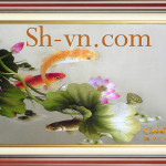 Lotus-carp-hand-embroidery=Lotus and carp (66)-SHVN-2366-60x80cm