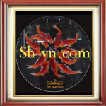 Lotus-carp-hand-embroidery=Lotus and carp (66)-SHVN-2466-80x80cm