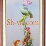 Lotus-carp-hand-embroidery=Lotus and carp (67)-SHVN-2367-60x80cm