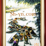 Tranh-theu-tay-hue=Bến-nước-tình-quê 60-SHVN 1160-80cm x 100cm.