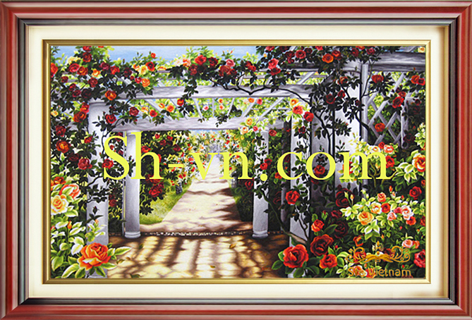 Tranh thêu hoa Hồng 'Vườn mơ Đà Lạt (48)'