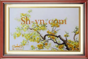Ручные вышитые картины Вишня в цвету=Вишня в цвету (02)-SHVN-2402-60x80cm