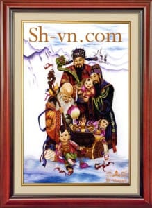 Ручные вышитые картины боги=боги - Happiness – Good Fortune – Longevity 18＝SHVN 2218 - 60cm x 80cm (2)