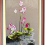 Ручные вышитые картины лотос=лотос (254)-SHVN-2364-60x80cm