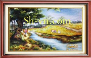 Ручные вышитые картины сельская местность=рисовом поле 414-SHVN 2329-60x80cm