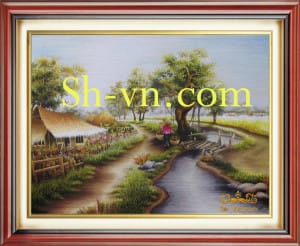 Ручные вышитые картины сельская местность=рисовом поле 416-SHVN 2331-60x80cm